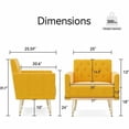 thumbnail image 5 of Sillón de terciopelo Sofá único Sillas de lectura laterales tapiceadas modernas con brazo y pierna de metal de oro para sala de estar dormitorio, 5 of 5