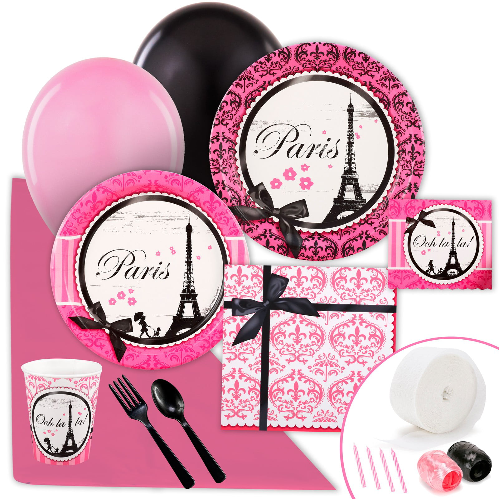 Birthday Party Supplies Party in Paris Dinner Plates 8 