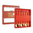 thumbnail image 2 of Cuchara navideña, cuchara de postre, utensilios a prueba de óxido, elegante vajilla creativa, regalo oro 6 piezas, 2 of 9