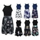 thumbnail image 3 of Vestido bohemio floral sin mangas con cuello halter para mujer para fiesta de noche Azul Blanco XL, 3 of 9