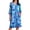Blue-Floral, variant on Zipper Robes for Women 3/4 Sleeves Housecoat Soft Nightgowns Sleepwear Mumu House Dresses with Pockets S-XXL