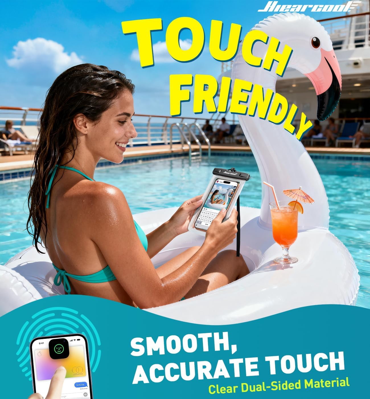 RGHJAR-Waterproof Phone Pouch, Waterproof Phone Case, IPX8 Cellphone Dry Bag Compatible for iPhone 17 16 15 14 13 Pro Max Plus Cellphone Up to 8.3", Beach Essentials for Travel-Clear-4Pack