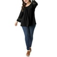 thumbnail image 6 of Unique Bargains Women's Plus Kimono Raglan Sleeves Ruched Front Blouse Top, 6 of 8