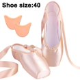 thumbnail image 1 of Ballet Pointe Shoes Girls Women Ribbon Ballerina Shoes With Toe Pads, 1 of 5