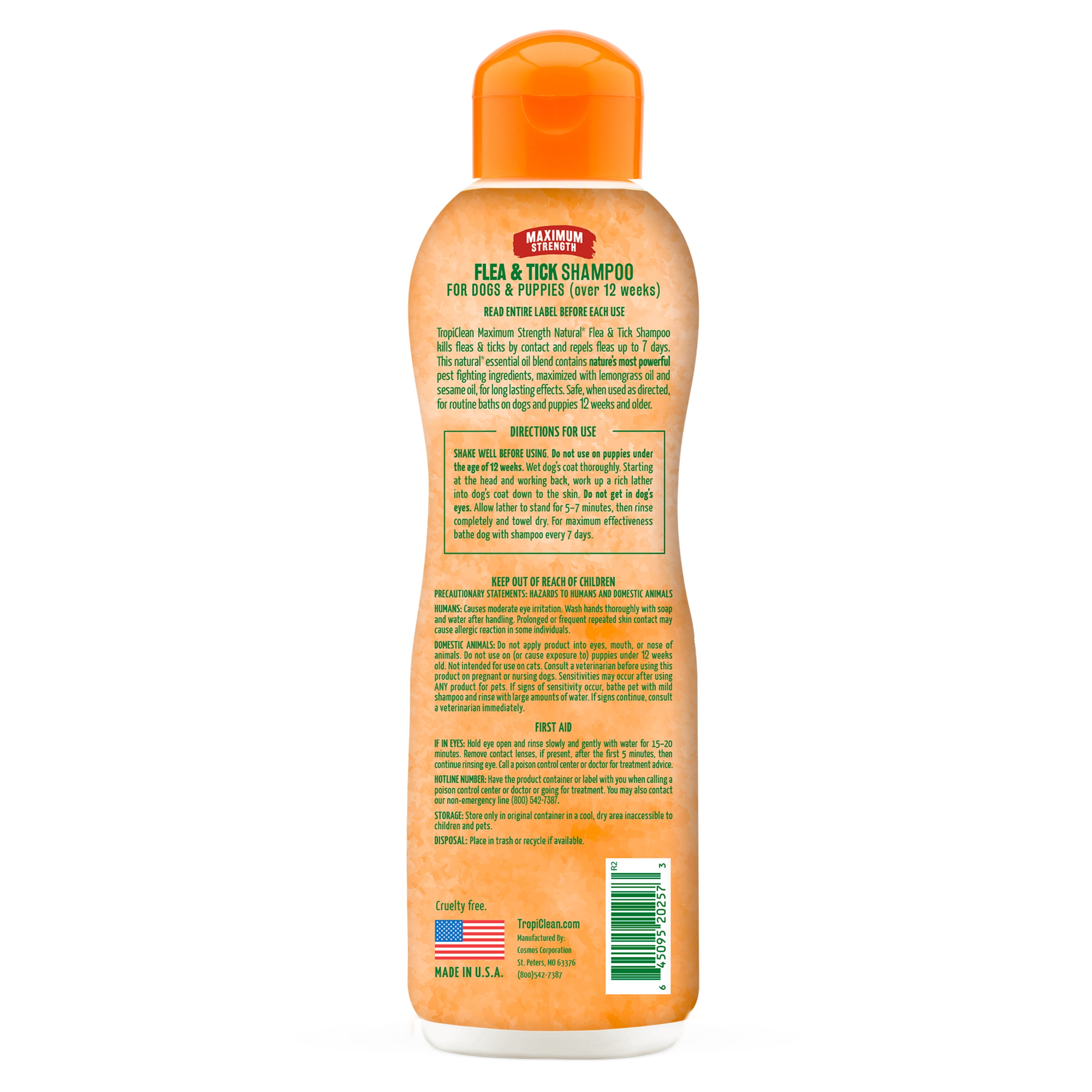 TropiClean Natural* Flea & Tick Maximum Strength Shampoo for Dogs, 20oz - Treatment Kills Fleas