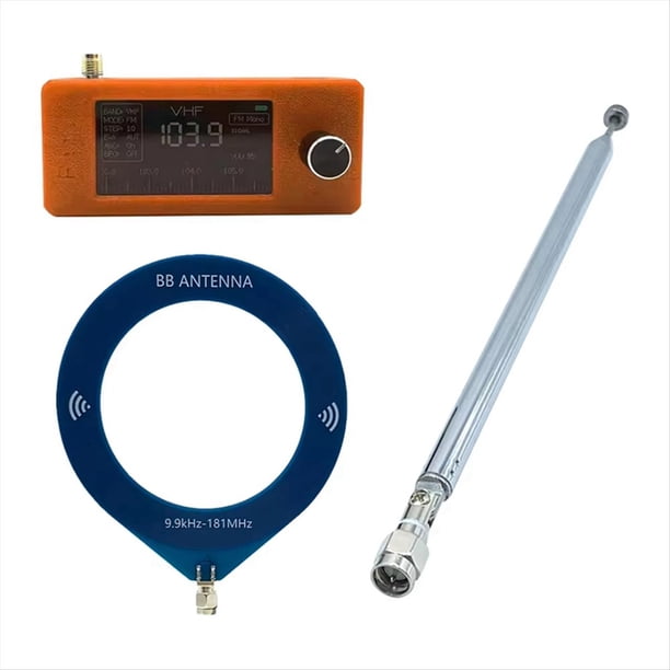 Radio Portátil SI4732 de 0,5-108 MHz LSB USB AM FM/AM con 2 Antenas, Receptor de Radio para Todas las Bandas, Color Naranja.