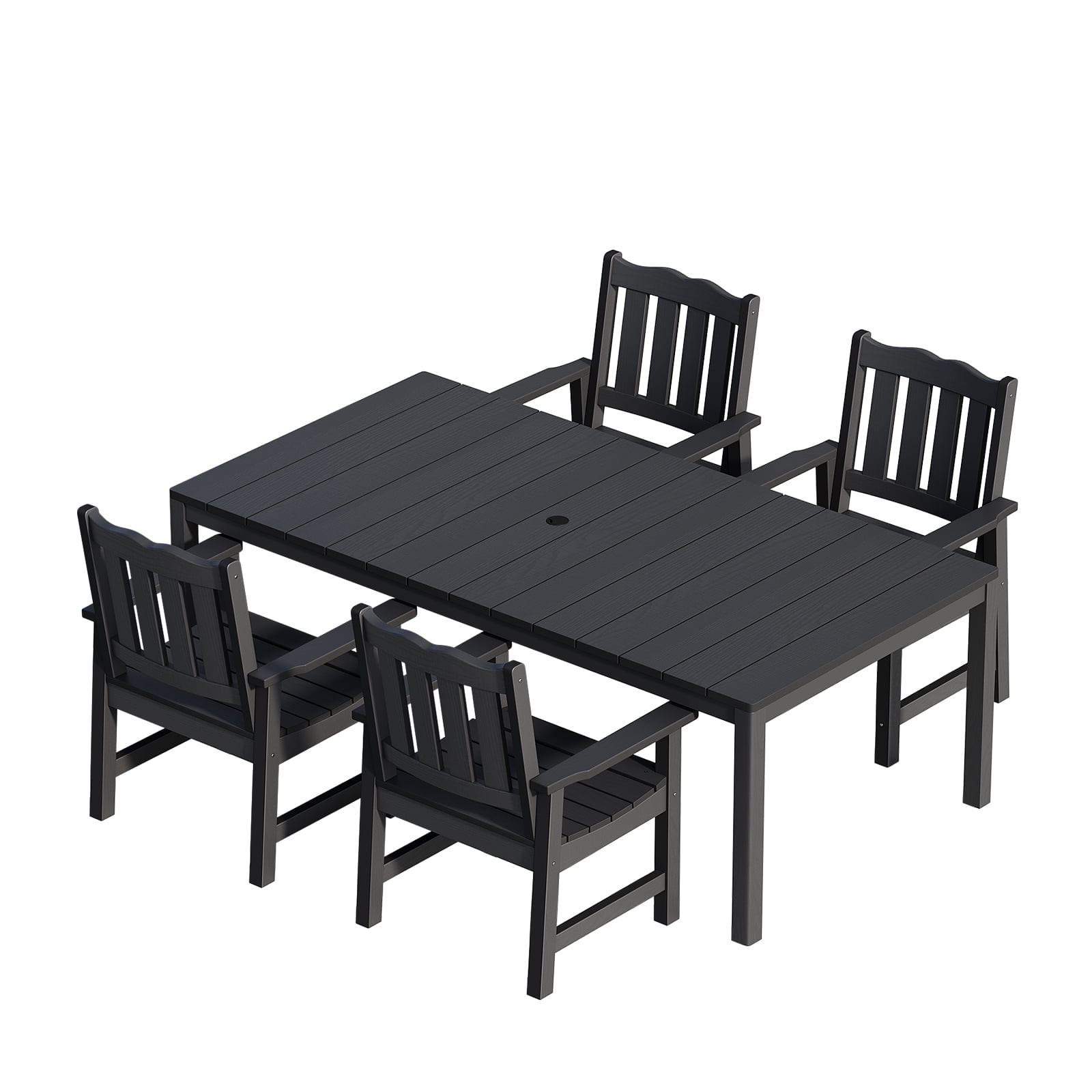 STOOG Patio Dining Set 5-Piece, Outdoor Dining Furniture Set with Table and 4 Patio Chairs, All Weather Dining Set for Lawn, Garden, Backyard, Poolside, Black