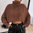 thumbnail image 2 of Womens Cropped Sweaters Batwing Sleeve Turtleneck Pullover Oversized Knit Sweater Solid Color Jumper Tops, 2 of 4