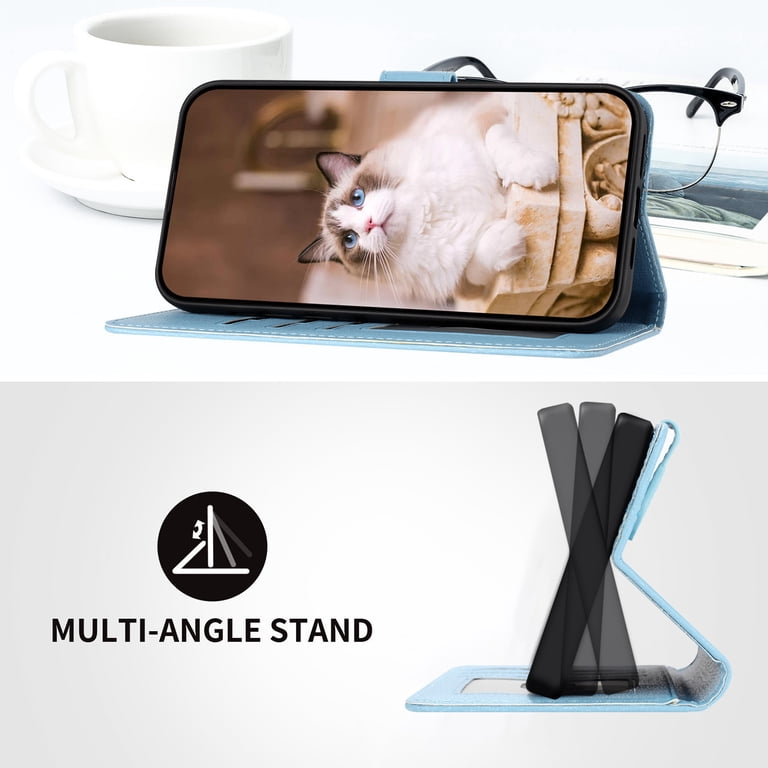 KARTXITAI Cover Compatibile con Ulefone Note 16 Pro (2023) PU Pelle TPU Portafoglio Magnetica con Disegni Motivo Animale Flip Custodia in Libro Slot Schede Custodia-Gatto della luna,cielo,stelle