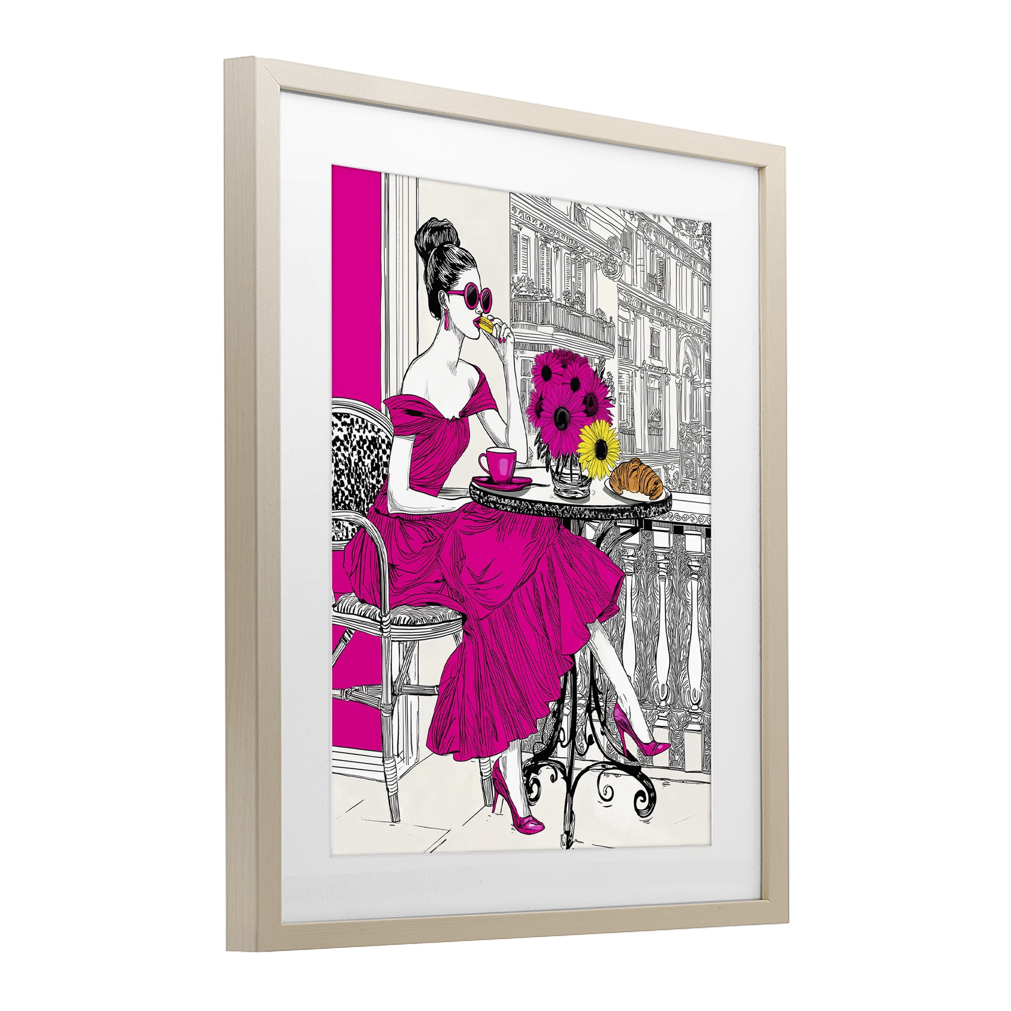 Stupell Industries Glamorous Brunch on Balcony Birch Framed Print Under Glass, design by Jess Stempel