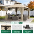 thumbnail image 6 of LazySunsets 10'x 10' Patio Gazebo Double Roof Protection All-Weather Outdoor Shelter Features Insect Screens for Backyard, Lawn, (Beige), 6 of 9
