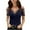 Navy, variant on Back to School Clothes Under $10 Vacation Shirt Casual Elegant Dressy Solid Color V-Neck Tops Short Sleeve Tees Women T-Shirts Loose Fitting Summer Tunic Navy XL