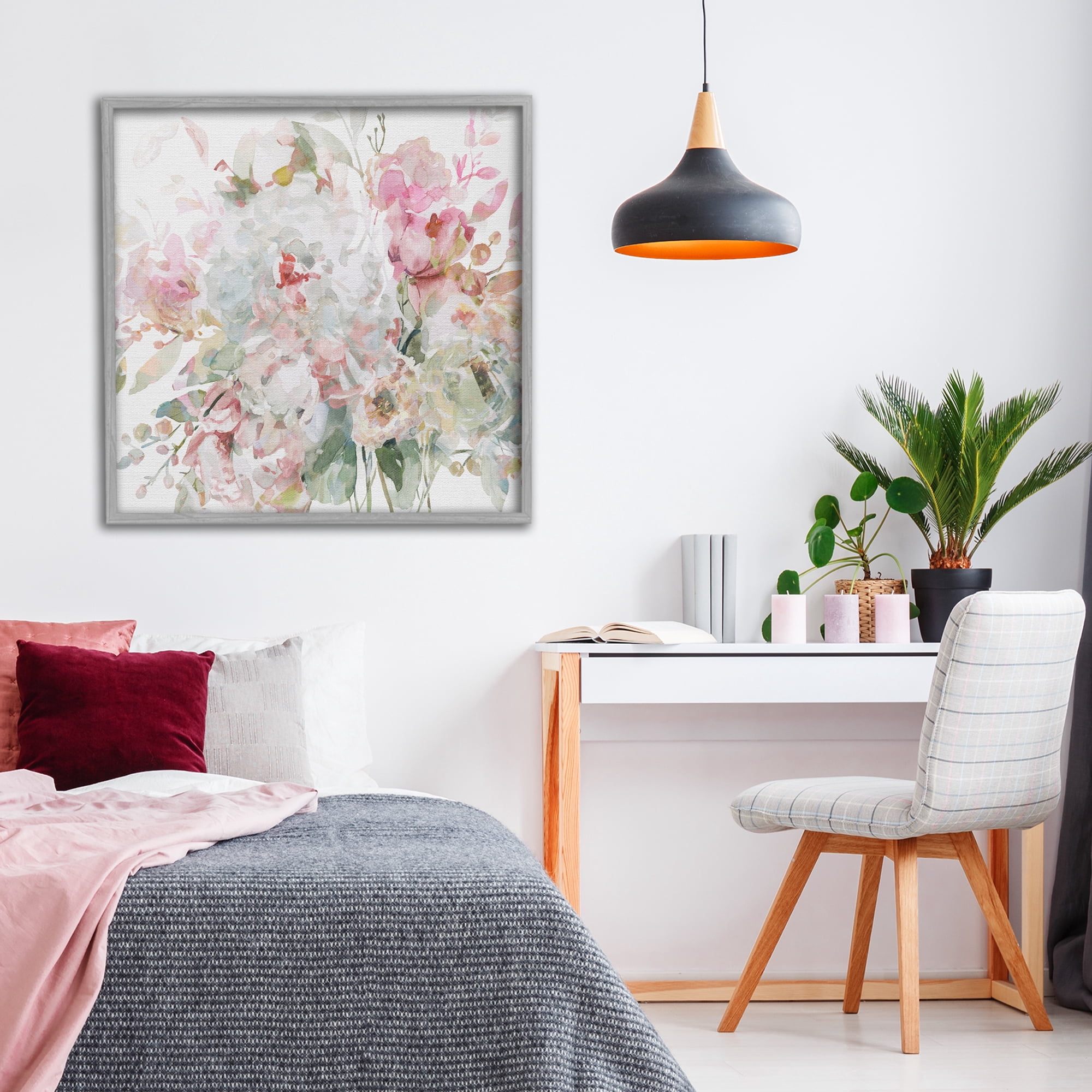 Stupell Industries Romantic Pastel Blossoms Gray Framed Giclee Art, design by Carol Robinson