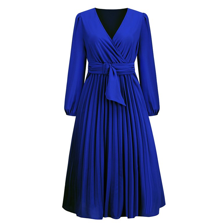 long sleeve dresses for petite ladies SHEIN PETITE Ladies Solid Color Round Neck Long Sleeve Slim Fit Casual Long Dress, Autumn