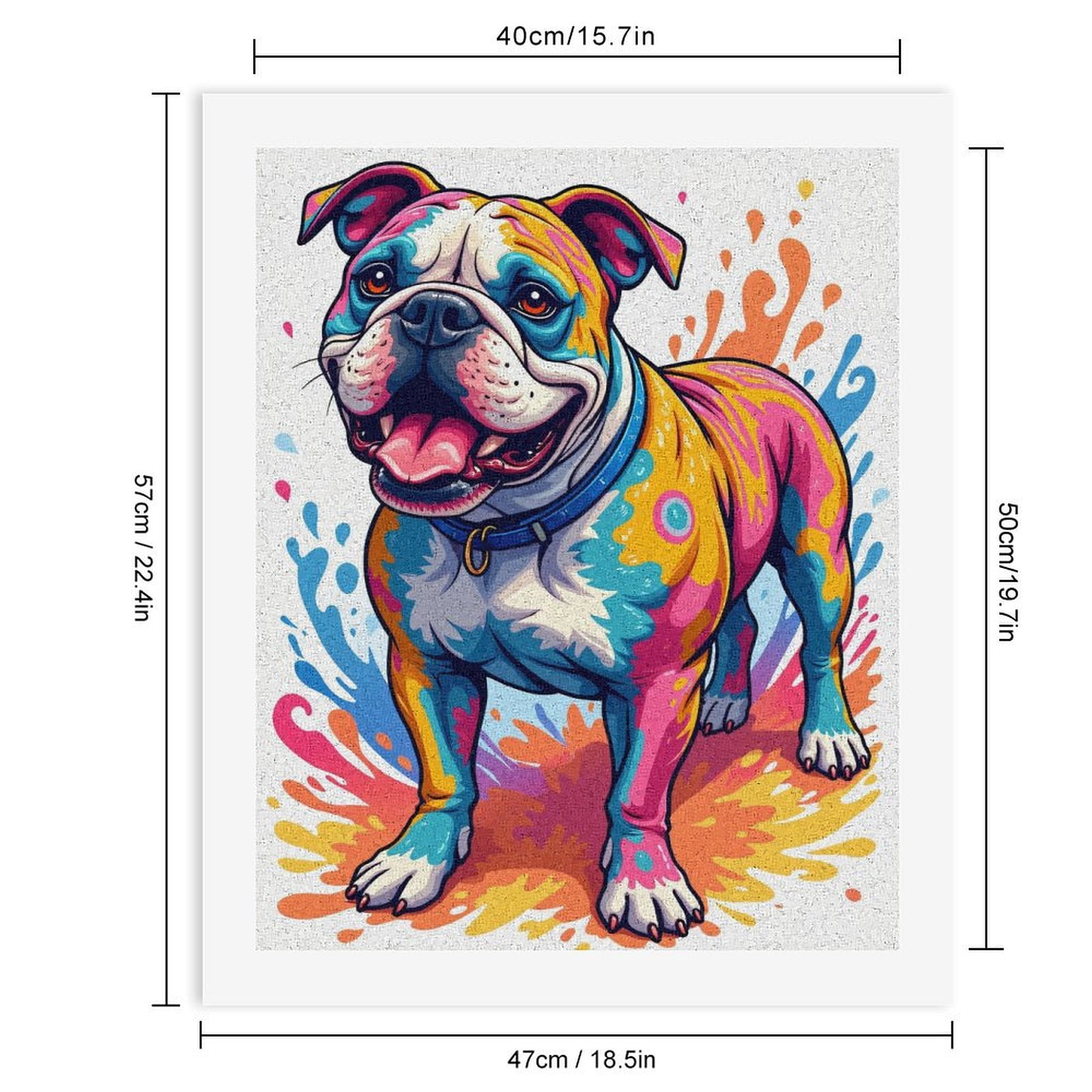 Paint By Numbers Kit for Adults Beginner - DIY Colorful Bulldog Art Splash Canvas Painting Kits for Adults, Frameless Paint By Number for Adults for Home Wall Decor 16x20 Inch