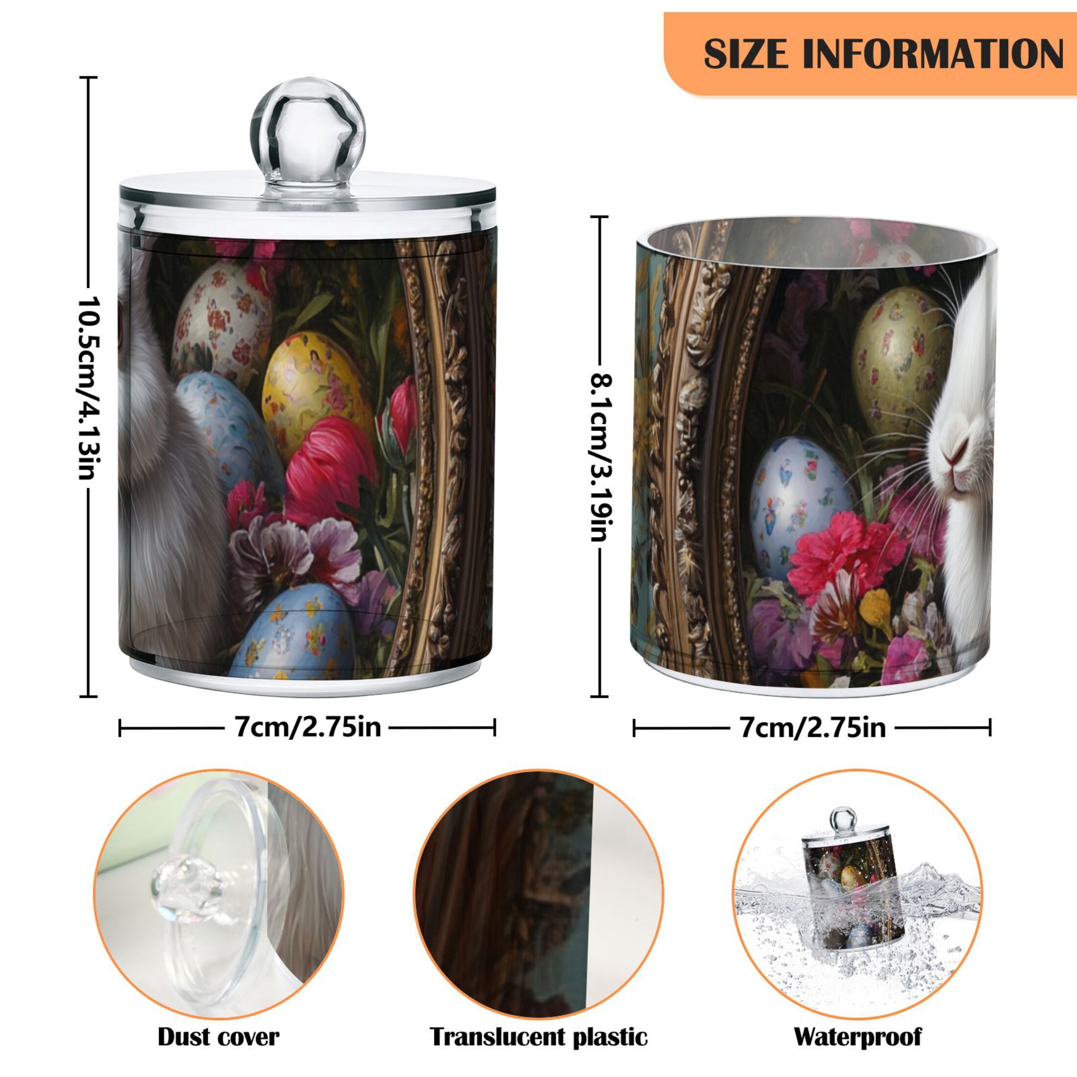 Ckdifva Rabbit Easter Eggs Storage Jar with Lid Acrylic Organization Storage Containers Set of 4