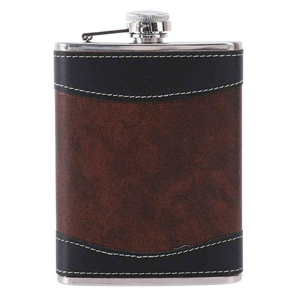 Clearance! Stainless Steel And Stitched Leather Hip Flask , Pocket Fit Design Wine Whiskey Drinks Portable Bottle With Funnel Bar Set For Men Women Lightning Deals Delivery Today Items #09