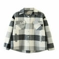 thumbnail image 1 of Womens Plaid Button Down Blouses Coat Thicken Jackets Cardigans Oversize Shirts S, 1 of 6
