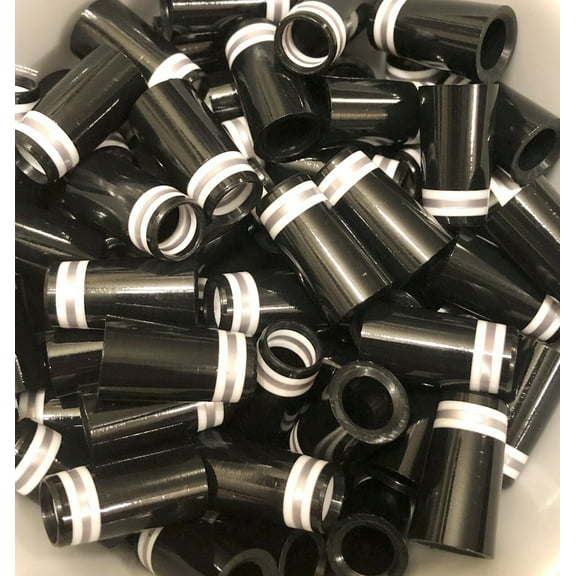 Iron Ferrules Black w/ White & Silver Rings 1”