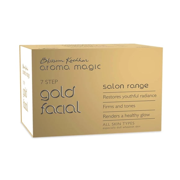 Kit facial Aroma Magic Gold - Multiuso | Set de cuidado de la piel de 7 pasos | Kit facial reafirmante y tonificante | Mejora la piel apagada para un brillo juvenil y radiante | para todo tipo de piel