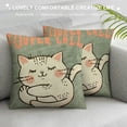 thumbnail image 3 of Happy Sleepy Kitty Print Cat Pillow Cushions Cover Throw Pillow Cover For Sofa Office Decorative Pillowslip Gift Ideas Household Pillowcase, 3 of 5
