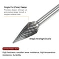 thumbnail image 4 of Uxcell 10 Pack 1/4" (6mm) Head 1/8" (3mm) Shank 60 Degree Cone M Shape Single Cut Carbide Rotary Burrs, 4 of 6