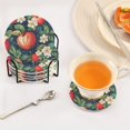 thumbnail image 3 of Yayeee 6 PCS Drink Coasters with Holder Set Woven Absorbent Round Tabletop Hot Pad, Blue Apple Pattern, 3 of 7