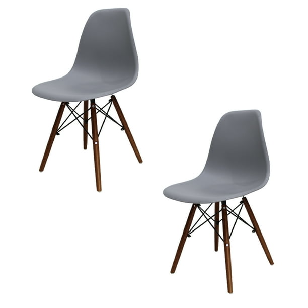 Set de 2 Silla Eames MUNDO IN Gris Con Base Color Nogal