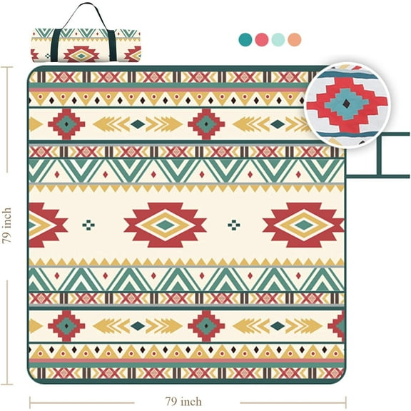 Picnic Blankets, Boho Picnic Mat for Waterproof Foldable, 79”x79” Extra Large Thick, Sandproof Oversized Outdoor Mat, for Parties, Camping, Park, Travel, Grass Gifts