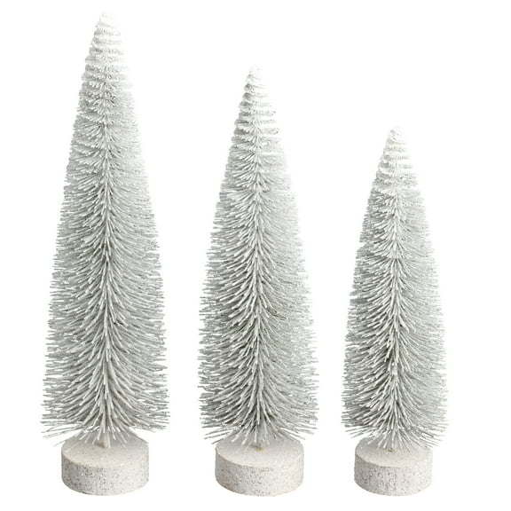 Vickerman 12"-14"-16" White Oval Pine Artificial Christmas Tree, Set of 3