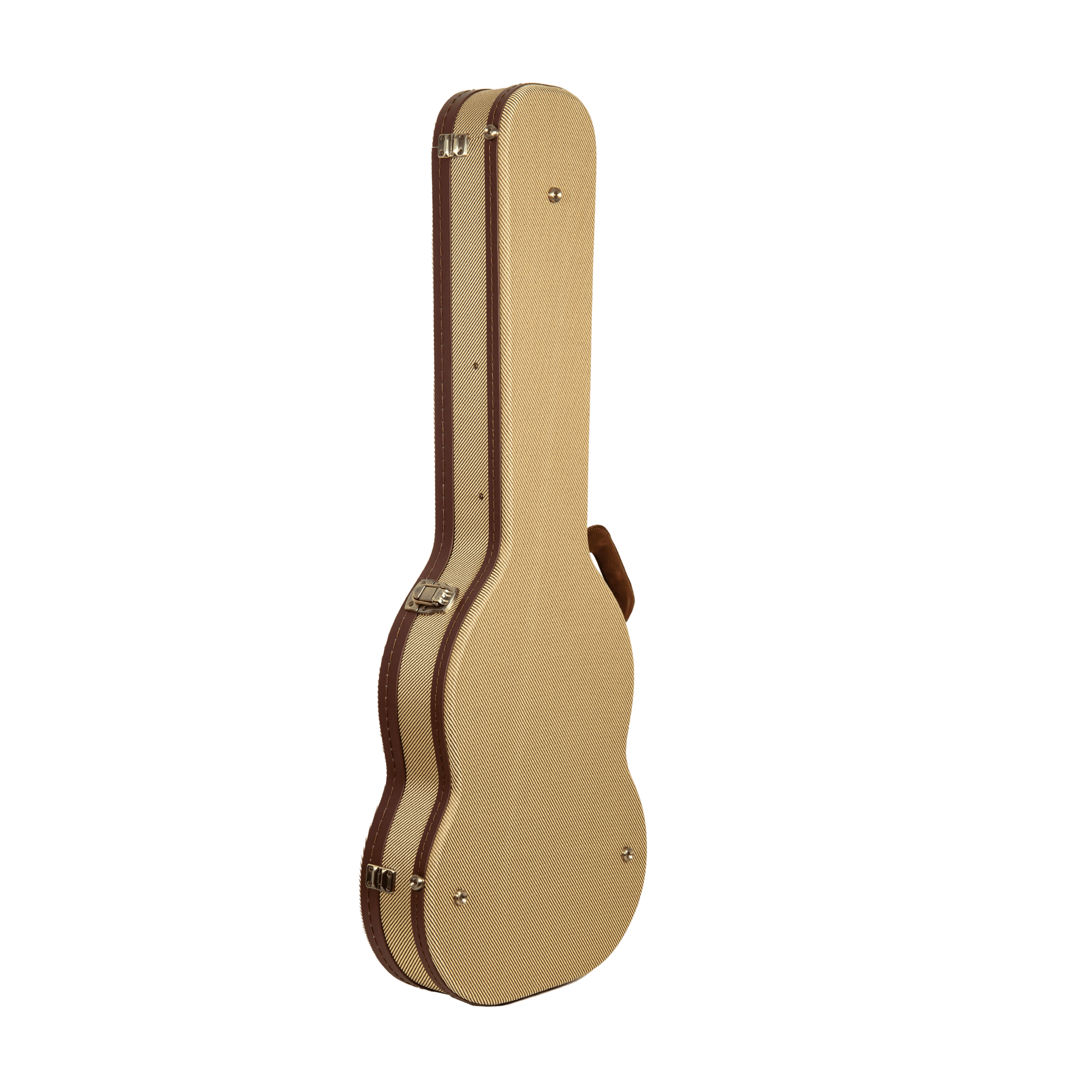 Crossrock Master Series - Wooden SG Electric Guitar Case - Security Lock, Genuine Leather Handle, Reinforced Hardware, Metal Feet, Storage Space- Fabric Tweed