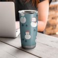 thumbnail image 4 of 20oz Tumblers Blue Christmas Snowman Pattern Stainless Steel Vacuum Insulated Double Wall Travel Tumbler Cups Mug with Lid and Straw,Cleaning Brush for Cold & Hot Drinks, 4 of 7