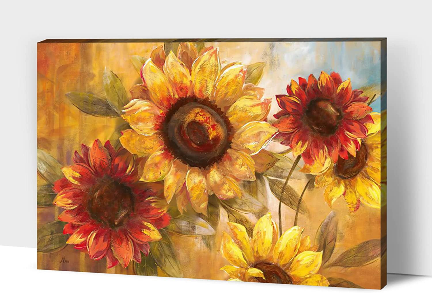Sunflower Canvas Wall Art Yellow Plant Prints, Sunflower Wall Painting