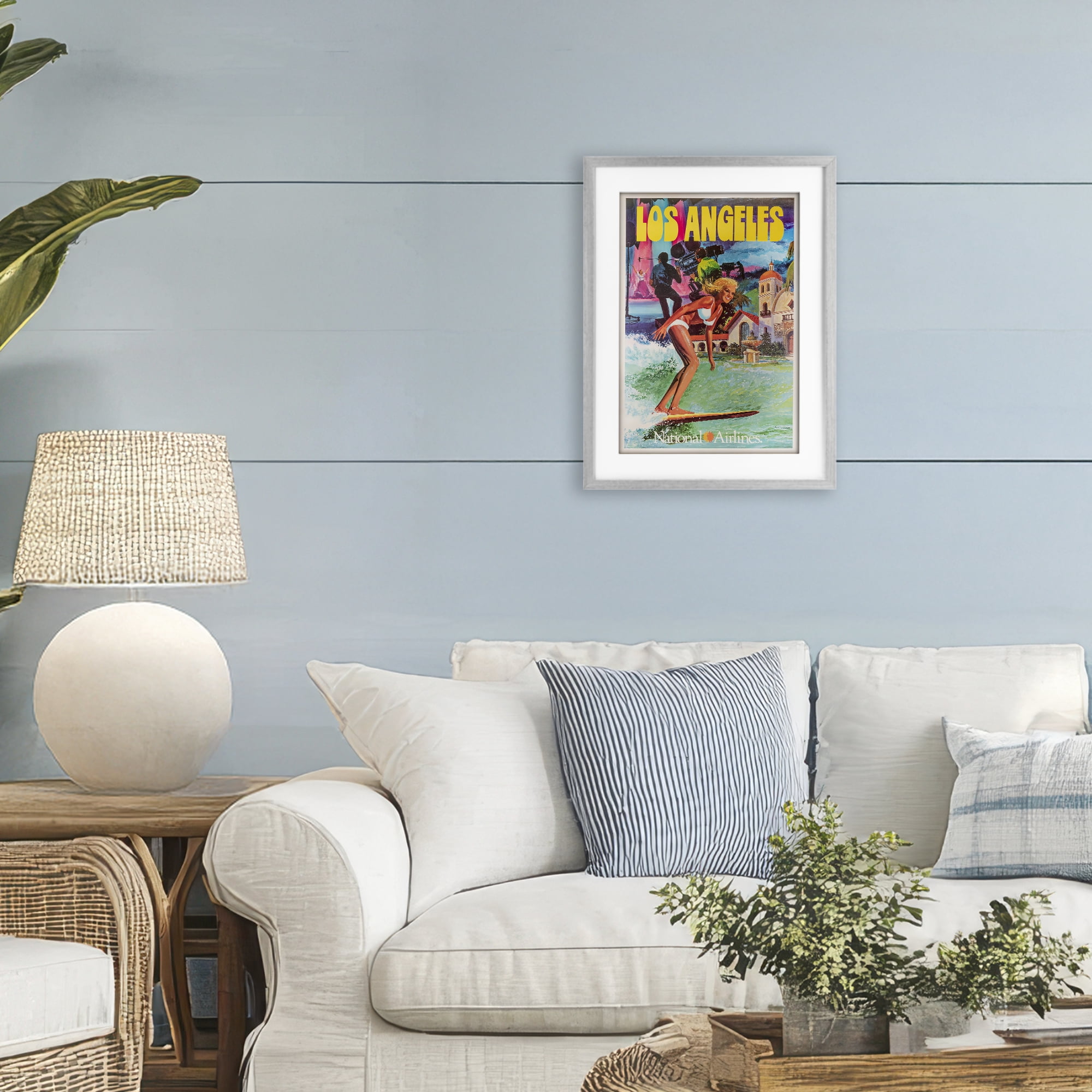 Stupell Industries Vintage Los Angeles Travel Gray Framed Print Under Glass, design by Vintage Posters