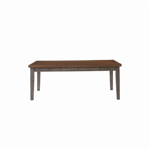 MANGIJOY Rustic Gray Dining Table with 6 Storage Drawers, Two-Tone Solid Wood Kitchen Table