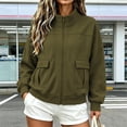thumbnail image 2 of Ozmmyan Womens Long Sleeve Sweatshirt Stand Collar Full Zip Loose Casual Solid Sweatshirt Jacket with Pockets Fall Winter Spring, 2 of 6