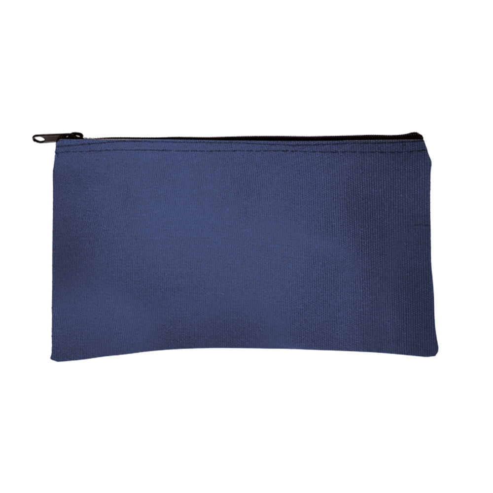 14 oz Navy Blue Canvas Zipper Bag 10.5 x 5.5 Compact Zipper Pouch