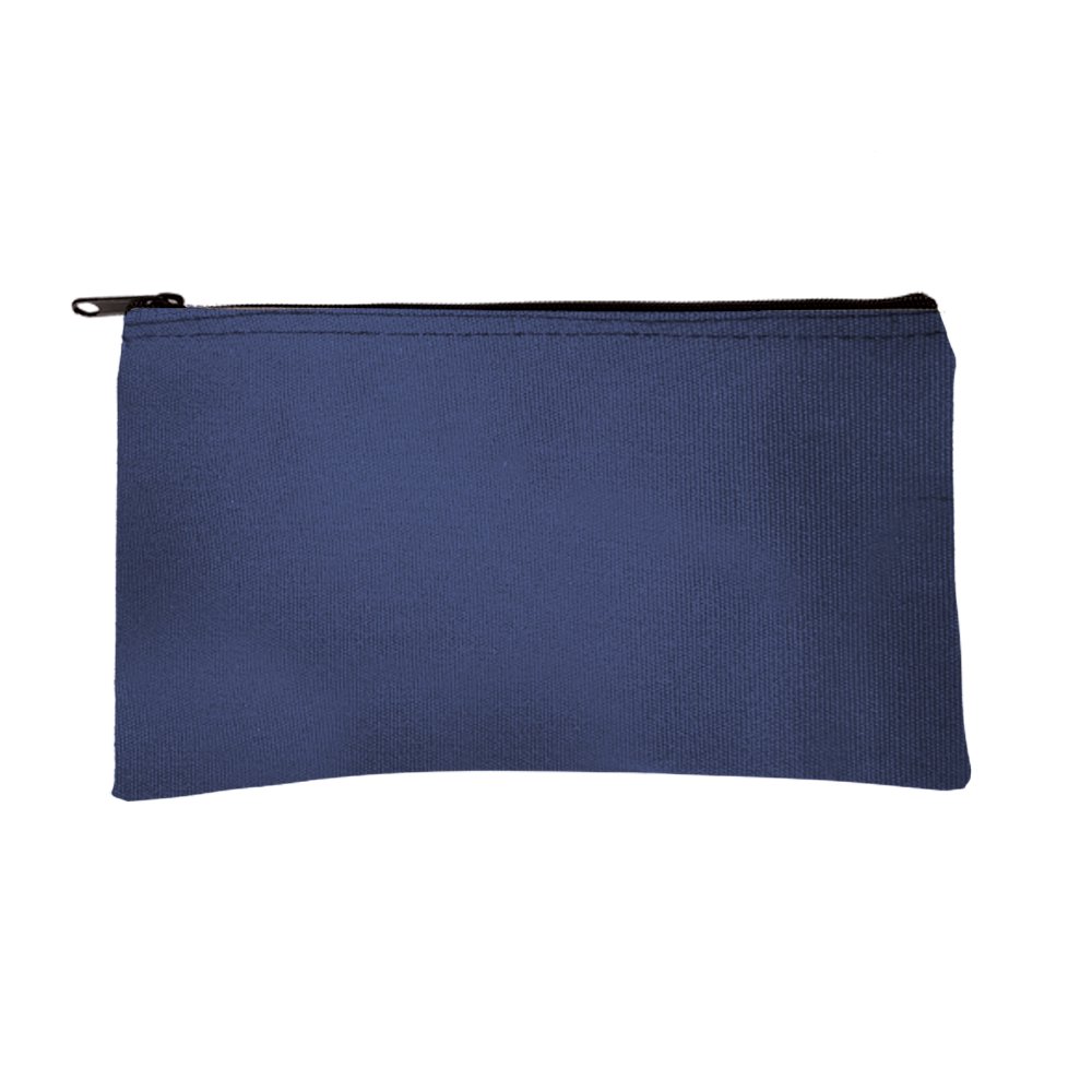 14 oz Navy Blue Canvas Zipper Bag 10.5 x 5.5 Compact Zipper Pouch