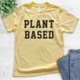 thumbnail image 2 of Kids Plant Based T-Shirt, Youth Kids Boy Girl T-Shirt, Cute Vegan T-shirt, Veganism Shirt, Yellow, Medium, 2 of 4