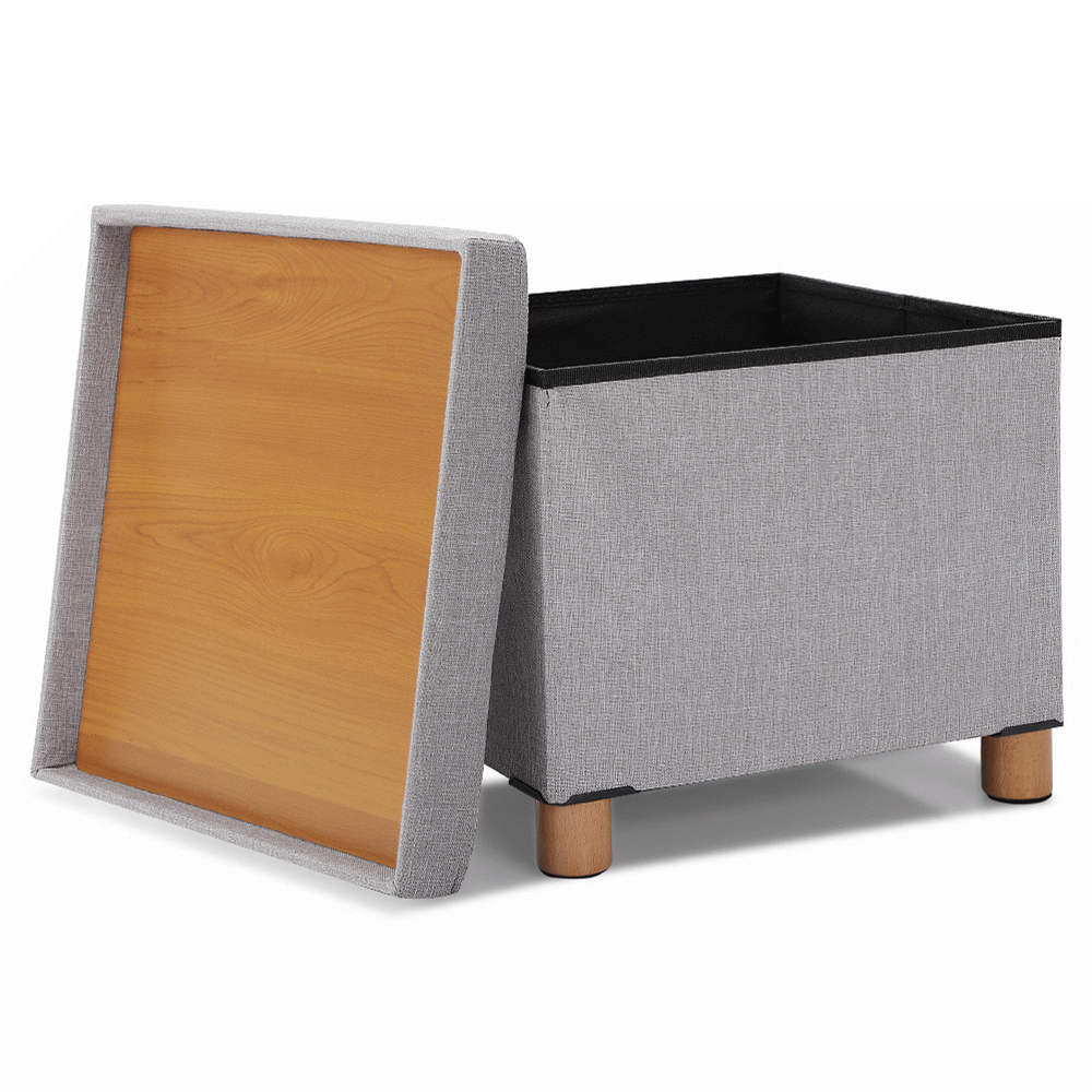 Brrnoo Storage Ottoman with Tray, Foot Stools and Ottomans with Wooden