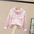 thumbnail image 2 of REDARER Kids Girls Long Sleeve Party Blouses Kids Elegant Ruffled Button Down Shirts School Tops,Size:3-4 Years, 2 of 3