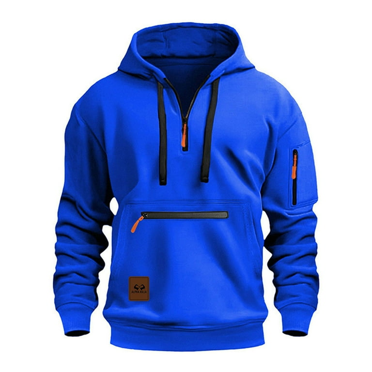 Unisex Zip Up Multi Pocket Sports Hoodie, Athletic Pullover