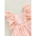 thumbnail image 5 of Bagilaanoe Newborn Baby Girl Rompers Dress Ruffle Sleeve Backless Bodysuit 6M 9M 12M 24M Infant Lace Patchwork A-Line Dress, 5 of 8