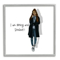 Stupell Industries Strong & Resilient Female Inspirational Painting Gray Framed Art Print Wall Art, 17 x 17