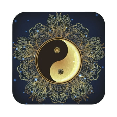 

Cauagu Yin And Yang Mandala for Round Coaster Drink Coasters Set of 4 Leather Bar Beer Beverage Cup Mat for Drinks for Tabletop Protection & Coffee Table Decor