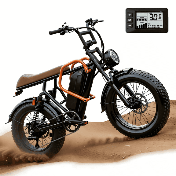 Electric Mountain Bike for Adults, 20‘’ Fat Tire Peak 750W Motor E-Mountain Bicycle, 720Wh 15Ah 30MPH 7-Speed Ebike UL2849