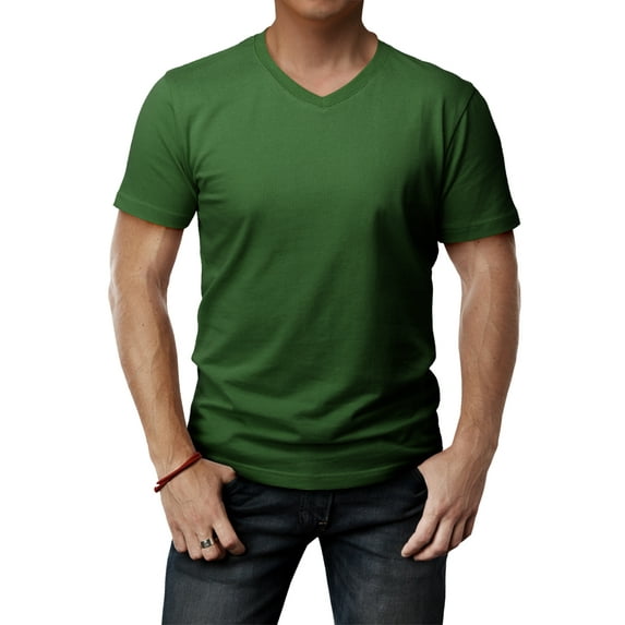 H2H Mens Basic Fashion V-neck T-shirst KALE US L/ASIA XL (CMTTS0197)
