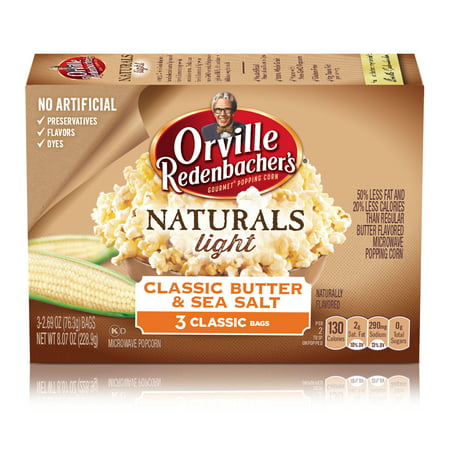 Orville Redenbacher's Naturals Light Classic Butter & Sea Salt Microwave Popcorn, 2.69 Oz., 3 (Best Light Microwave Popcorn)