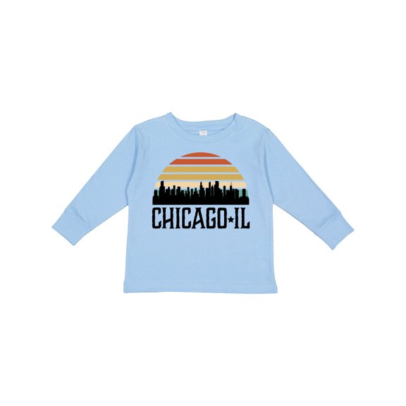Inktastic Chicago Illinois Skyline Vintage Boys or Girls Long Sleeve Toddler T-Shirt