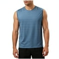 thumbnail image 2 of Camiseta de tirantes de cuello redondo para hombre, color liso, informal, holgada, deportiva, transpirable, de seda helada, corta, de poliéster., 2 of 9
